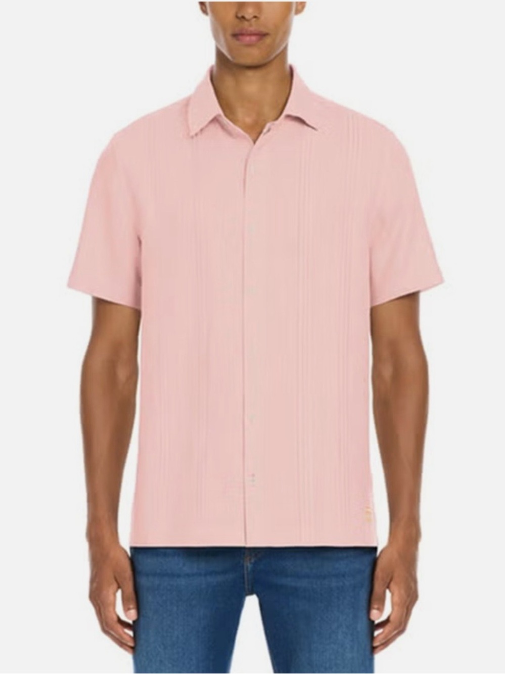 Scotch & Soda Amsterdam Men's Linen Blend Short Sleeve Woven Shirt in Pink